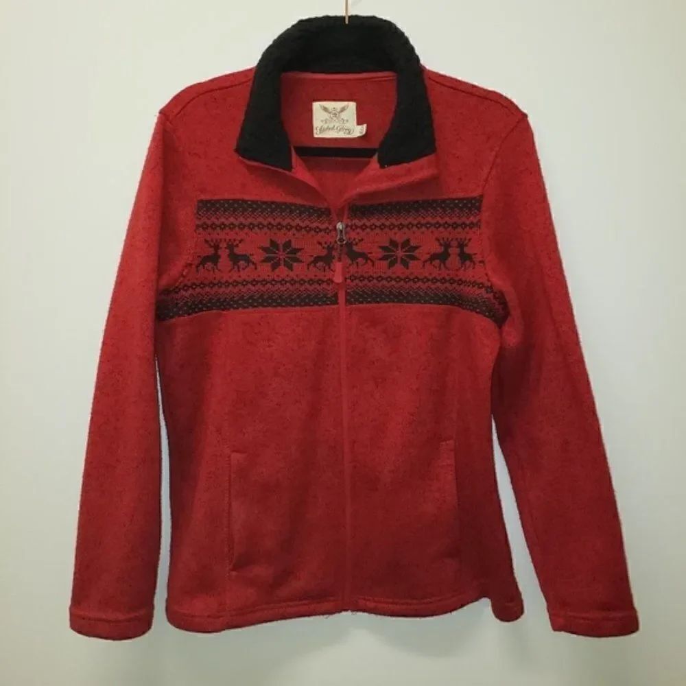 Faded Glory red full front zipper winter sweater